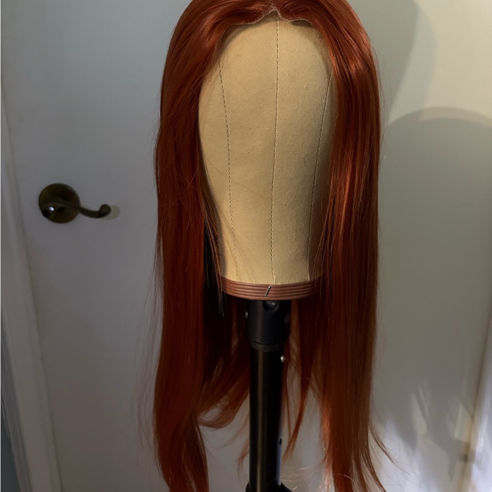 Ginger, Auburn, Orange Lace Front Wig Middle Part, Medium Lenght